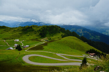 Wall Mural - Kitzbuhel Horn Alpine Road, spectacular twisting road leading onto the Kitzbuhel Horn mountain. Tyrol, Austria