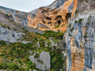 Canvas Print - View of Sierra de Guara gorge near Alquezar town, Huesca, Spain