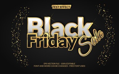 Wall Mural - Black friday sale gold text effect style theme. Editable text effect vector.