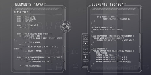 Wall Mural - hud interface elements with part of the code java.