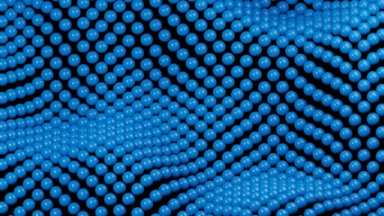 Blue 3d balls wavy movement on a black background. Simple motion graphic seamless loop animation
