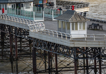 A view along the Victorian pier in the seaside town of Cromer on the North Norfolk Coast