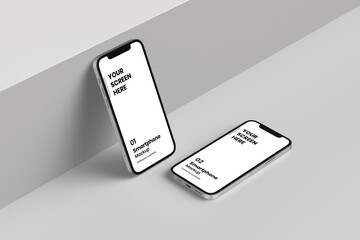 Wall Mural - smartphone mockup | fully editable file, replaceable screen, separated shadow and background