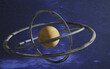 Fantastic sand planet Venus with grey rock torus rings. 3D rendered illustration. Elements of this image furnished by NASA.