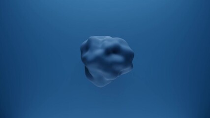 Abstract blue 3d rendering shape waving transform in random direction. Seamless loop metamorphose of amorphous shape. Simple animation of future form 4K