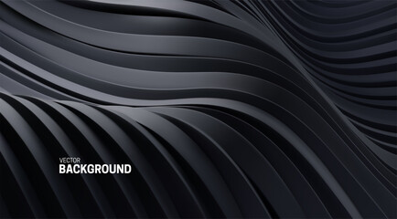 Wall Mural - black abstract background. soft elastic shape backdrop.