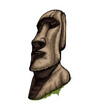 Moai Statue, Easter Island Statue from a splash of watercolor, colored drawing, realistic. Vector illustration of paints