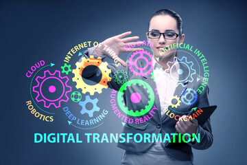 Wall Mural - Businessman in digital transformation concept