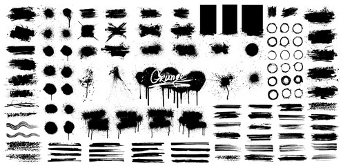 Fototapete - Dirty Texture Grunge collection. Vector spray graffiti, brushstroke, good elaboration, stencil texture, ink brush stroke, lines, drops and other grunge elements. Decoration dirty collection. Vector