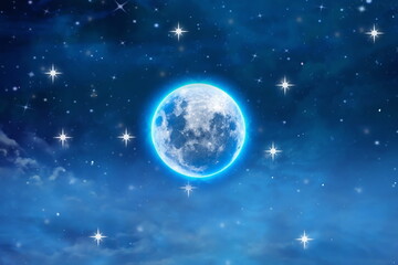 Wall Mural - univers and planet night starry sky moon cosmic nebule flares space moon globe