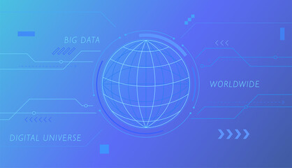 Network GUI concept template with Earth on dark blue background. Simple pattern design template.