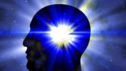 Wall Mural - Silhouette of human head with light flare effect