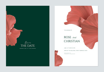 Wall Mural - Wedding invitation card template design, abstract shapes in red