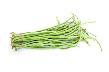 Wall Mural - Fresh long beans isolated on white background.