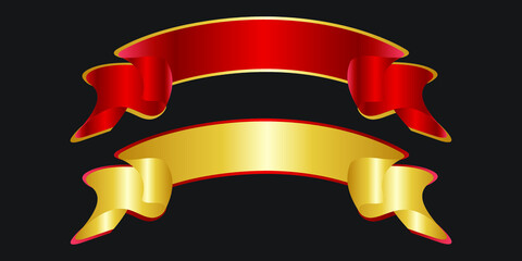 Wall Mural - elegance red and gold ribbon banner. vector banner stock illustration