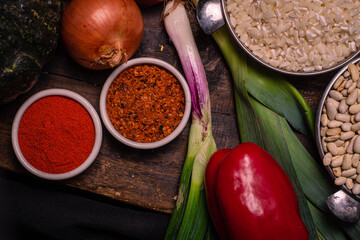 Wall Mural - ingredients for the preparation of locro traditional and typical Argentine food