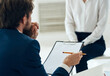 © SHOTPRIME STUDIO - Male psychologist next to the patient communication psychotherapist consultation problem