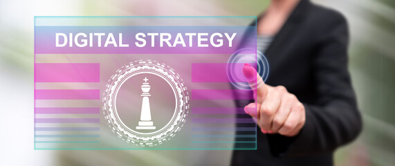 Woman touching a digital strategy concept