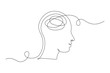 Continuous one line drawing of a person with confused feelings worried about bad mental health. Problems, failure and grief concept. Lineart Vector illustration