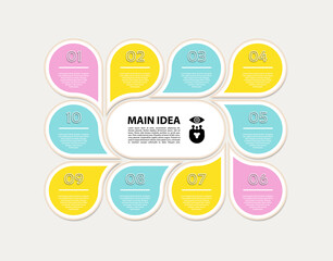 Wall Mural - Vector circle info graphic. Template for cycle diagram, graph, presentation and round chart. Business concept with 10 options, parts, steps or processes. Abstract background.