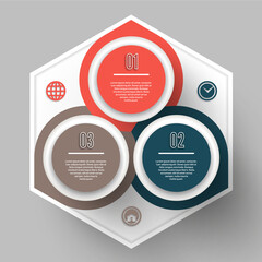 Wall Mural - Vector circle info graphic. Template for diagram, graph, presentation and chart. Business concept with three options, parts, steps or processes. Abstract background
