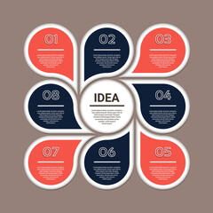 Wall Mural - Vector circle infographic. Template for cycle diagram, graph, presentation and round chart. Business concept with 8 options, parts, steps or processes. Abstract background.