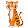 Cartoon tiger sitting on white background