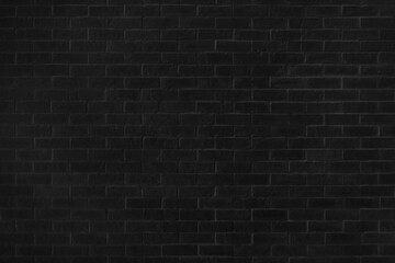 Wall Mural - Black brick texture details background. House, shop, cafe and office design backdrop. Paint brickwork wall and copy space.