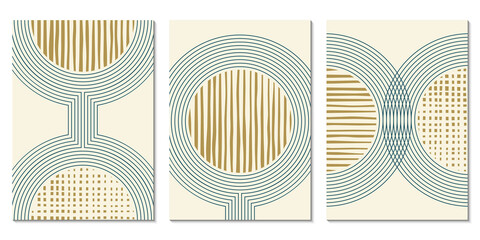 Wall Mural - abstract art background set with geometric shapes. minimal design with circles and lines. contempora
