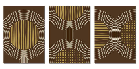 Wall Mural - abstract art background set with geometric shapes. minimal design with circles and lines. contempora