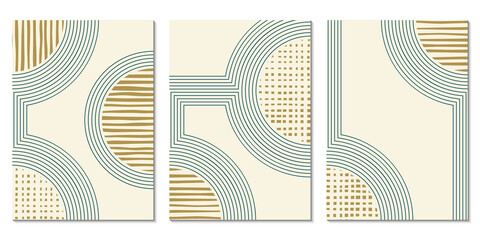 Wall Mural - abstract art background set with geometric shapes. minimal design with circles and lines. contempora