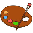 © YouStore - Simple hand drawn paint palette and paint brush outlined