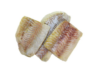 Wall Mural - Raw cod fillet before cooking. Isolated over white background