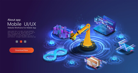 Wall Mural - devops banner. development operations, continuous process software production and administration. ho