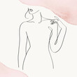 © Rawpixel.com - Woman's upper body line art illustration on pink pastel watercolor background