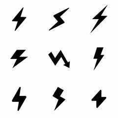 Canvas Print - Different shapes of lightening strikes set of icons