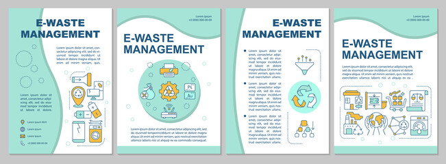 Electronic waste management brochure template. Nature protection. Flyer, booklet, leaflet print, cover design with linear icons. Vector layouts for presentation, annual reports, advertisement pages