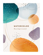 Creative paintbrush spots, watercolor blotch blots abstract 3D textured background. Vector shapes and frame, brochure cover, poster or banner with painted creative paintbrush spots, color blotches