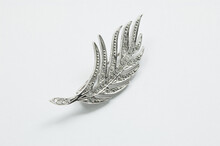 Original Silver Brooch On White Background Accessory