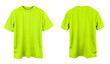 Blank Jersey T Shirt color neon green template front and back view on white background
