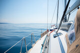 Fototapeta Sawanna - Sailing luxury yacht in the sea at sunny day, Croatia