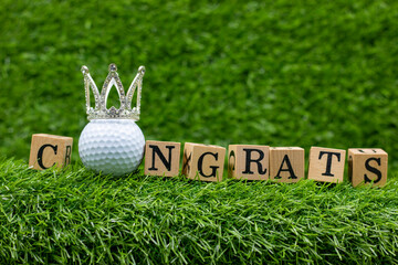 Wall Mural - Golf Graduation with congrats word on green grass