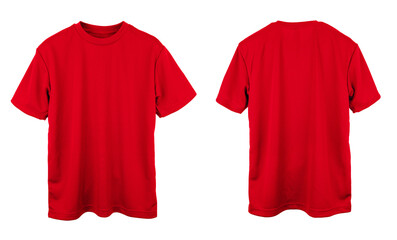 Wall Mural - blank jersey t shirt color red template front and back view on white background