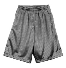 Wall Mural - Blank mesh short pants color grey front view on white background
