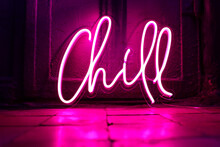 Pink Neon Sign Chill. Trendy Style. Neon Sign. Custom Neon. Home Decor.