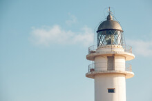 Nice Detail Of The Top Of A Sailor Lighthouse With A Bright Blue Sky - Formentera Island
