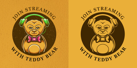 Wall Mural - retro illustration teddy bear for tshirt design, badge design character