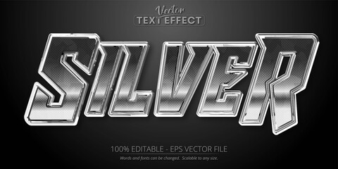 Poster - Silver text, shiny silver color style editable text effect