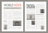 Fototapeta Miasta - Newspaper pages. Brochure layout wireframes template magazine column with headlines garish vector set