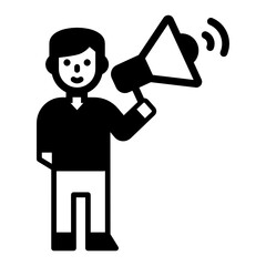 
Person with megaphone showing the concept of find your voice 

